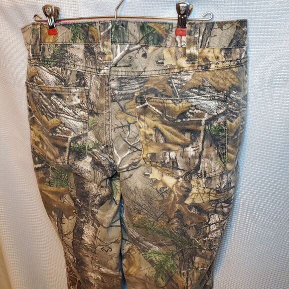Realtree Womens Sz 12 Camo Hunting Pants Pink Trim Outdoor Casual Mossy Oak - Picture 6 of 8